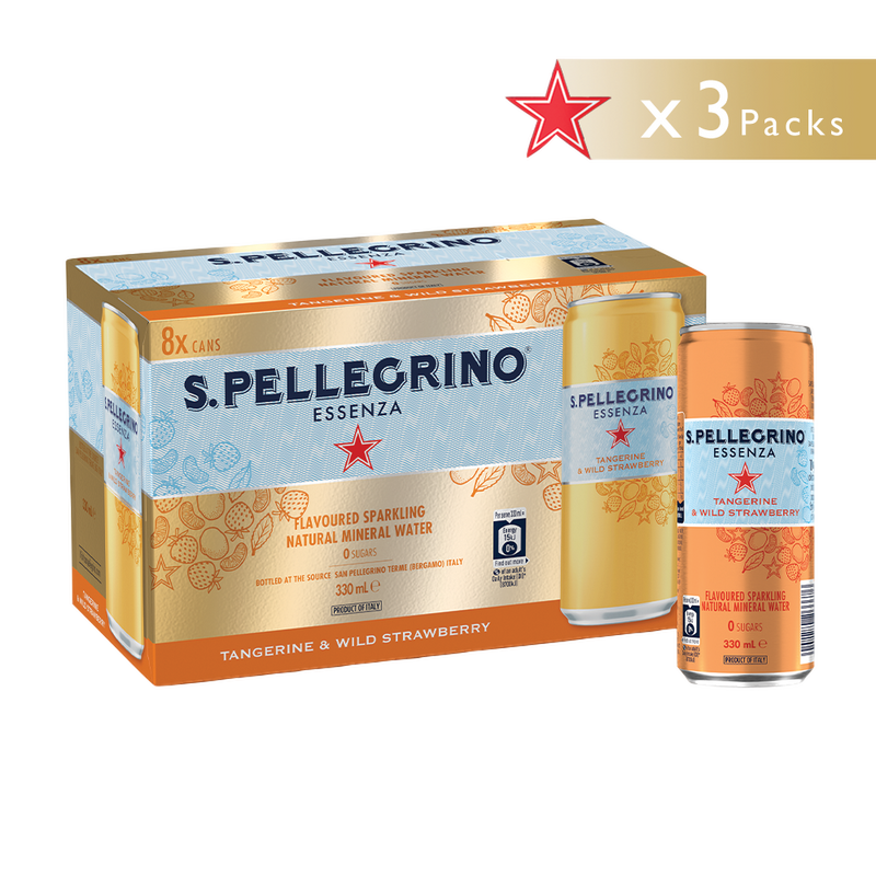 S.Pellegrino Essenza Flavored Sparkling Mineral Water - 330ml x 24 (Tangerine & Wild Strawberry)