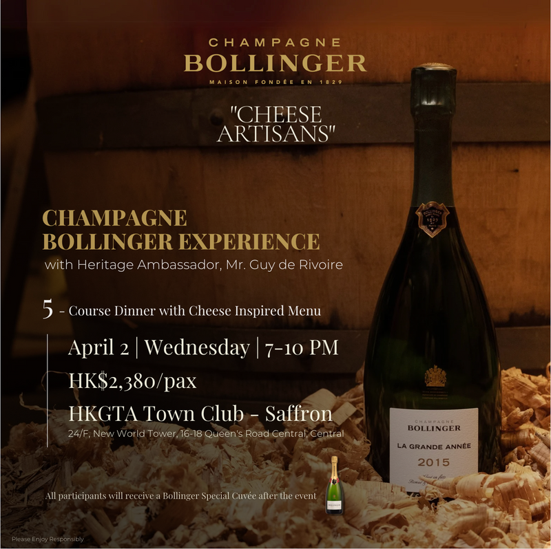 Champagne Bollinger 5-Course Dinner Experience @ HKGTA Town Club Saffron