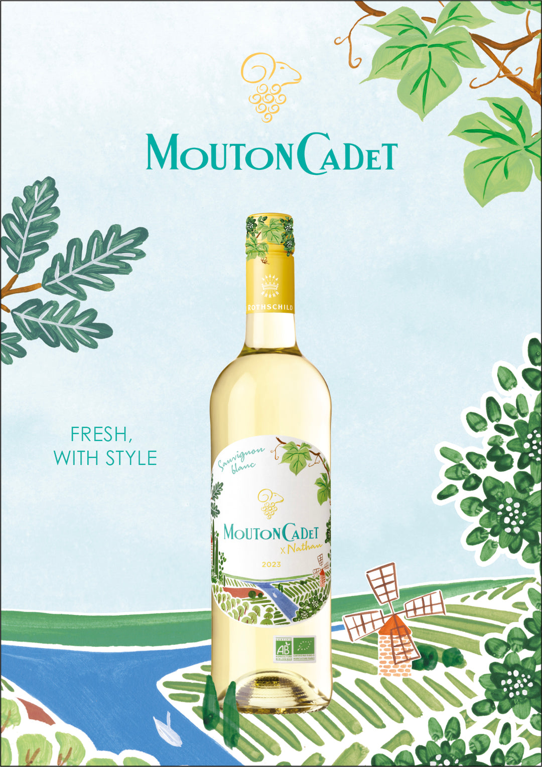 Mouton Cadet Blanc x Nathan 2023 - 750ml [100% Organic & Vegan