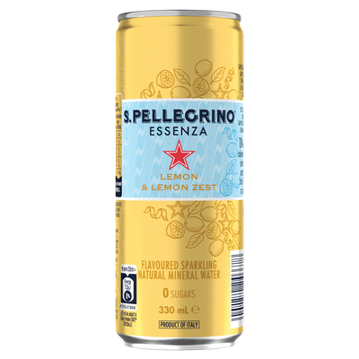 S.Pellegrino Essenza Flavored Sparkling Mineral Water - 330ml x 24  (Lemon & Lemon Zest)