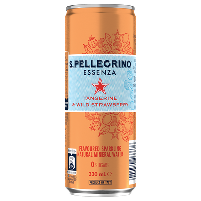S.Pellegrino Essenza Flavored Sparkling Mineral Water - 330ml x 24 (Tangerine & Wild Strawberry)